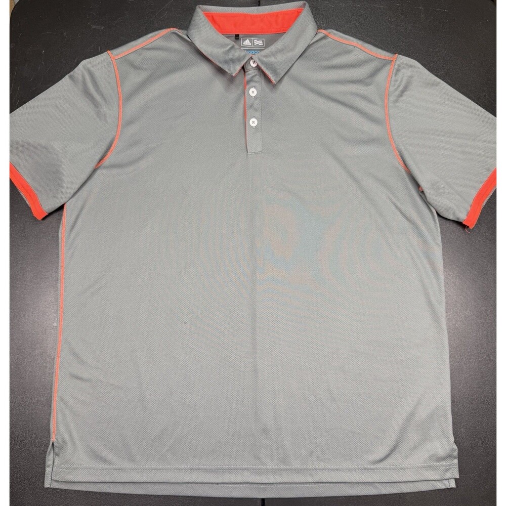 Mens Adidas Climacool Golf Shirt Gray And Orange Size XL Polo /Defect